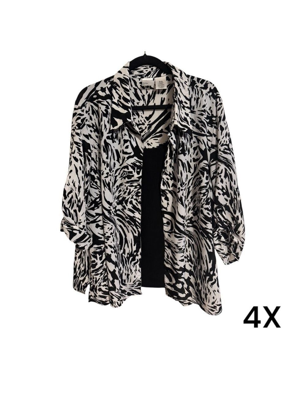 Just My Size Black and White Blouse